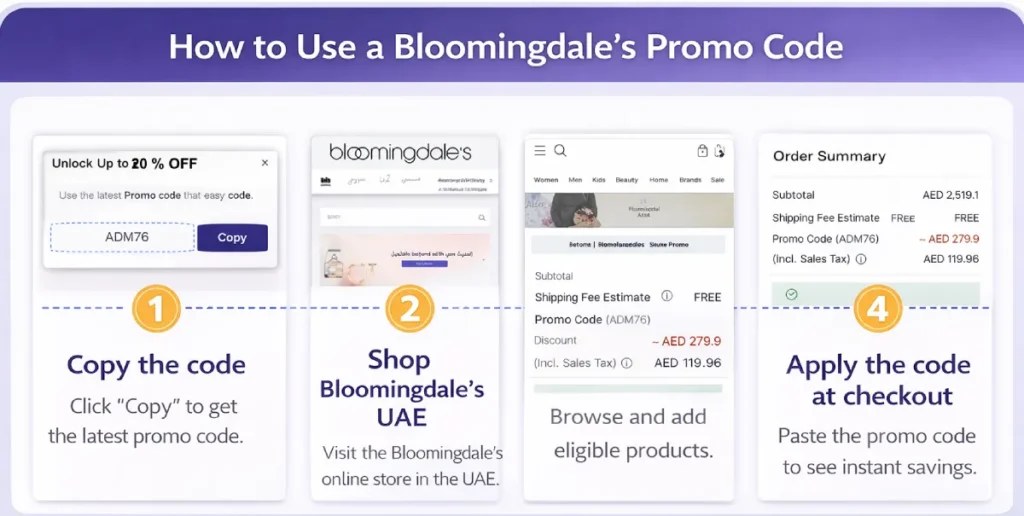 how to use bloomingdale's promo code uae