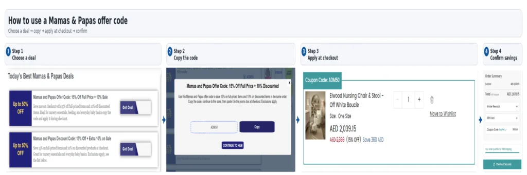 how to use mamas & papas offer code